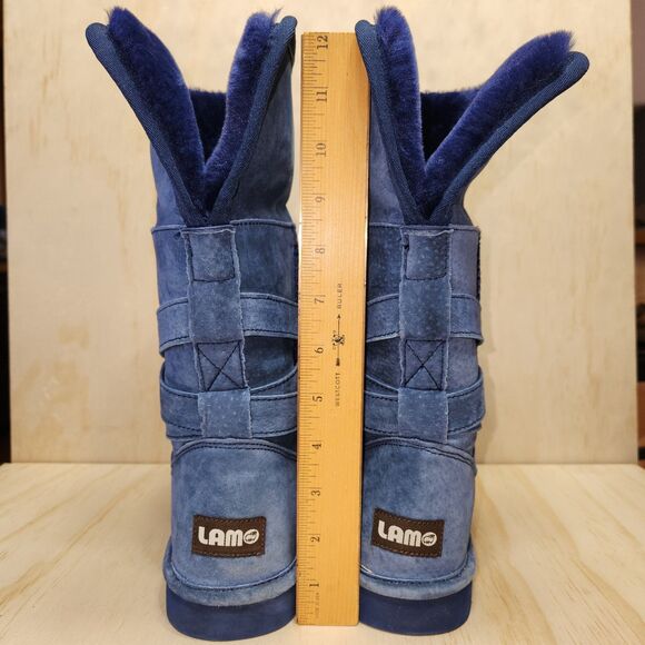 LAMO Blue Shearling Suede Faux Fur Warm Winter Boot Women 5 - Picture 8 of 13